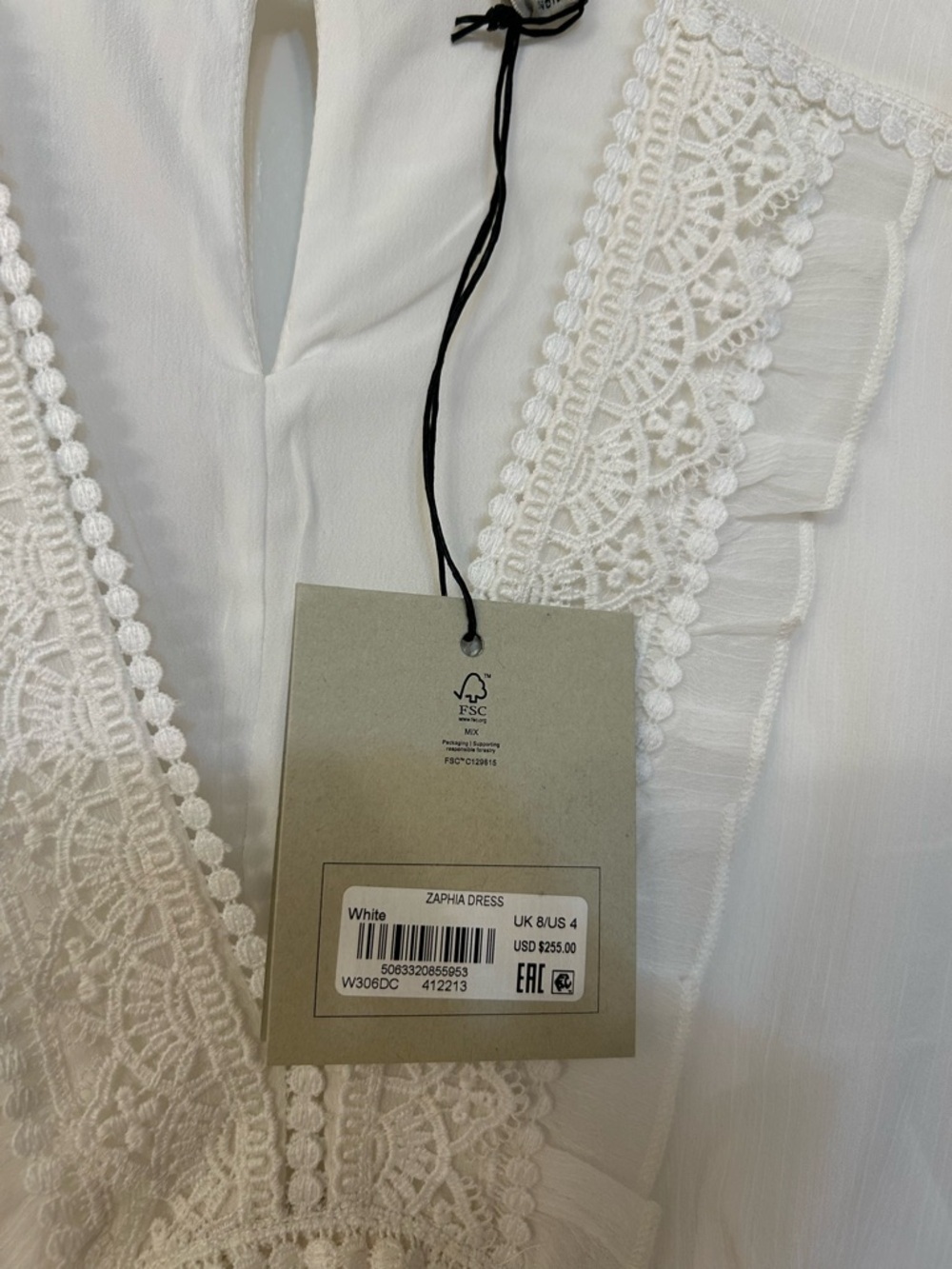 AllSaints Zaphia Long Sleeve Babydoll Minidress in White - Picture 7 of 14